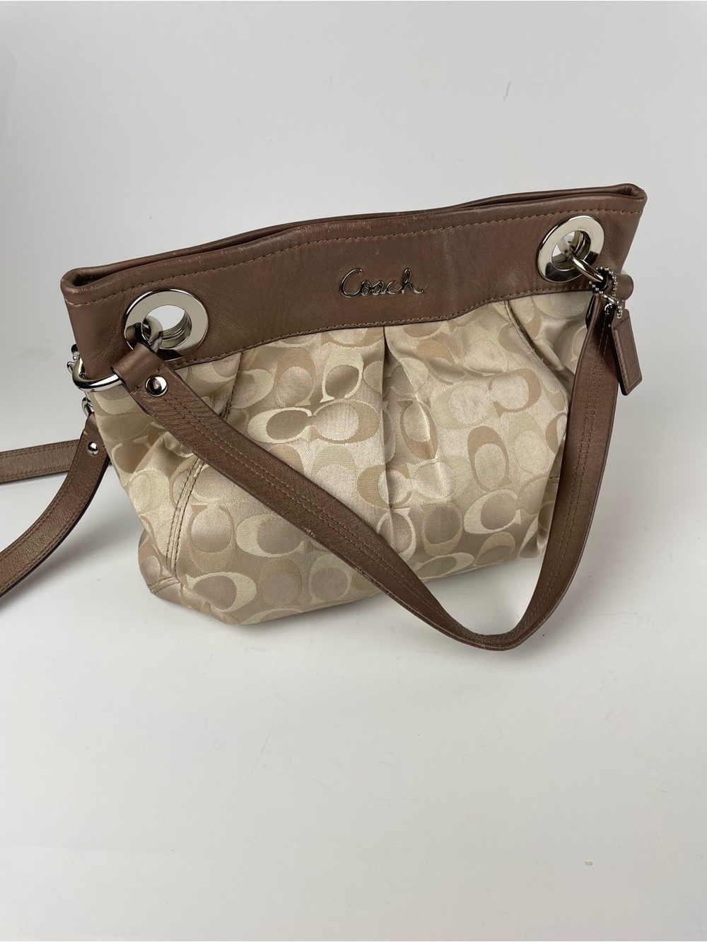 Vintage Y2K Coach Ashley Signature Sateen Hippie Shoulder Bag Khaki Brown